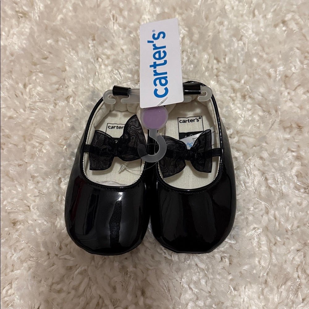 Carter's Shiny Black Infant Shoes with Bow